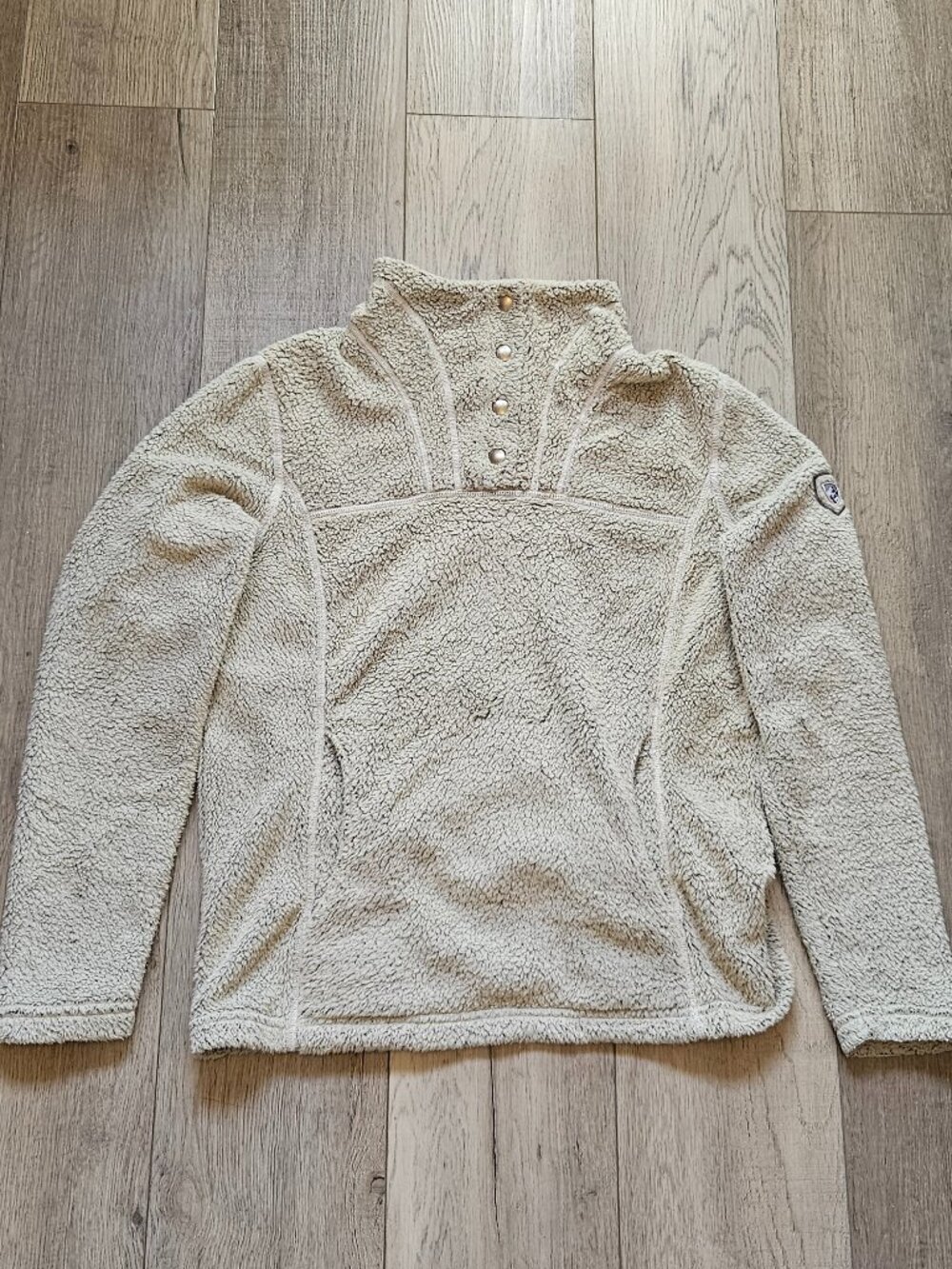 KUHL Womens Size Medium Flight High Pile Fleece Snap Pullover Sweater Oatmeal M